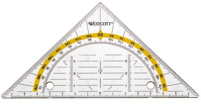 WESTCOTT Geodreieck zum Abheften, Hypotenuse: 140 mm