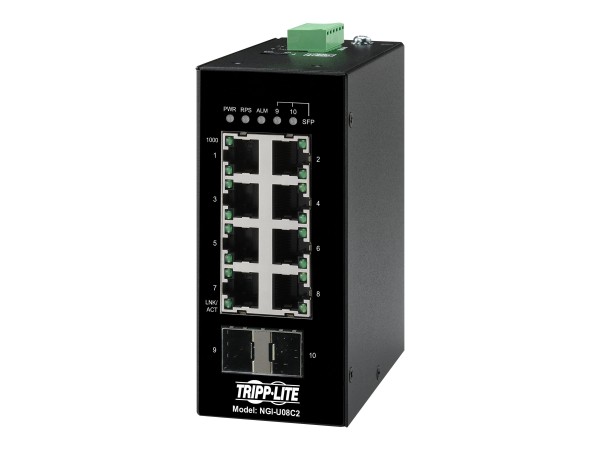 EATON TRIPPLITE 8-Port Unmanaged Industrial Gigabit Ethernet Switch - 10/10 NGI-U08C2