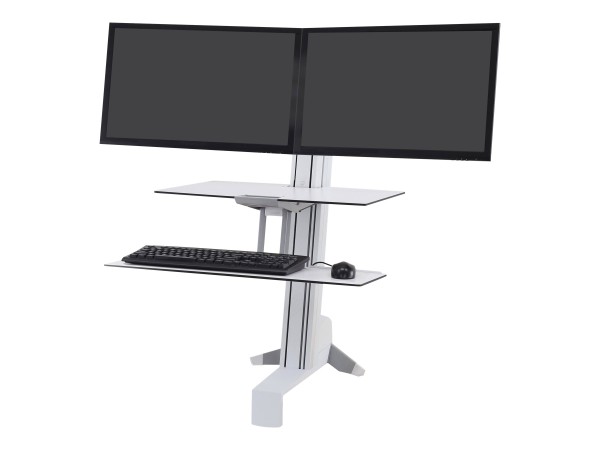 ERGOTRON WorkFit-S Dual mit Arbeitsflaeche und grossem Tastatur Fach helles 33-349-211