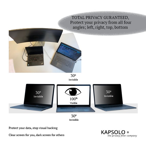 KAPSOLO 4-Way Plug In Privacy Screen for 76,2cm (30") Wide 16:10, KAP11041 KAP11041