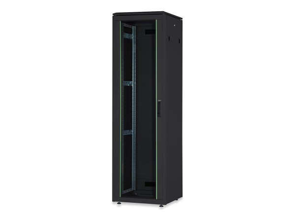 DIGITUS 36HE Unique Netzwerkschrank 600x600mm Glastür Schwarz DN-19 36U-6/6-B-1