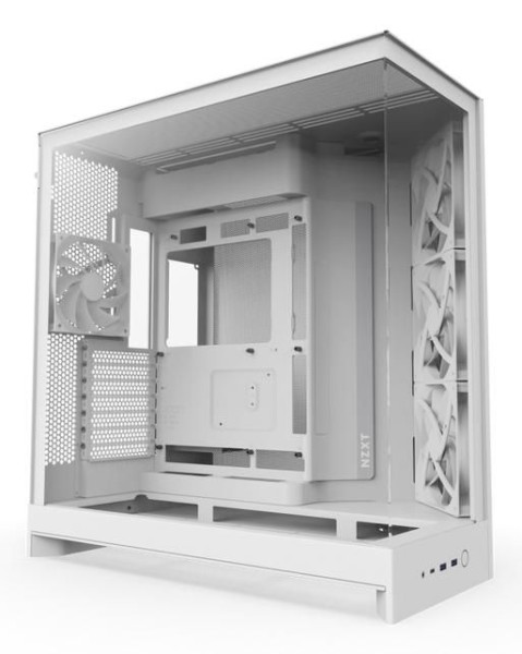 NZXT NZXT H9 Flow (2025) All White Midi Tower ATX Gaming Gehäuse weiß mit Glasfenster