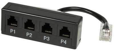 LogiLink Telefon-Splitter, 4-fach, Farbe: schwarz