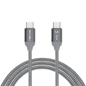 NEVOX NEVOX USB Type C zu Type C Kabel 20V/5A (100W) Emark IC 0,5 m silbergrau (1652)