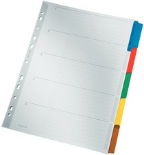 LEITZ Mylarkarton-Register, blanko, A4, 5-teilig, grau