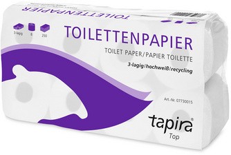 Tapira Toilettenpapier, 3-lagig, hochweiß, Großpackung