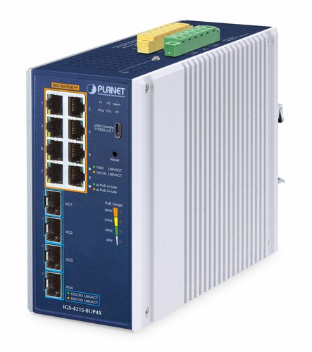PLANET TECHNOLOGY IP30 Industrial L2/L4 8-Port IGS-4215-8UP4X