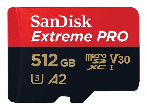 SANDISK Extreme Pro 512 GB microSDXC Speicherkarte (200 MB/s,A2,Class10,U3, SDSQXCD-512G-GN6MA