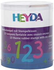 HEYDA Motivstempel-Set "Zahlen", Klarsicht-Runddose