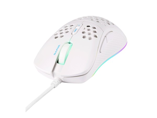 DELTACO DELTACO GAMING WM75 Gaming-Maus USB Optisch Weiß 7 Tasten 6400 dpi