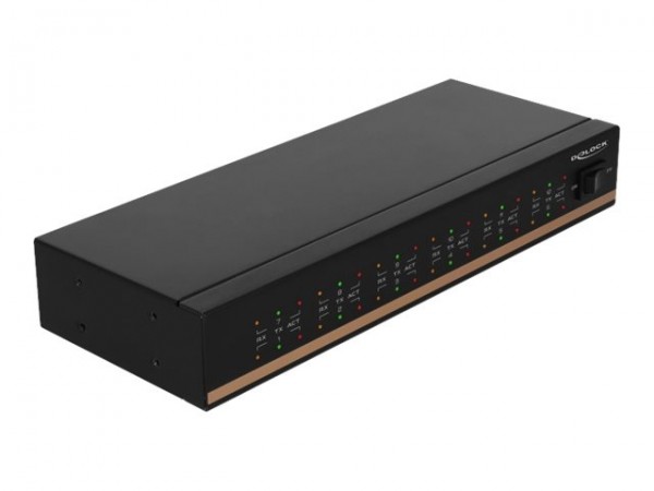 DELOCK HUB USB 2.0 Typ-B Buchse zu 12 x Seriell RS-232 Stecker Überspannungsschutz erweiterter Tempe