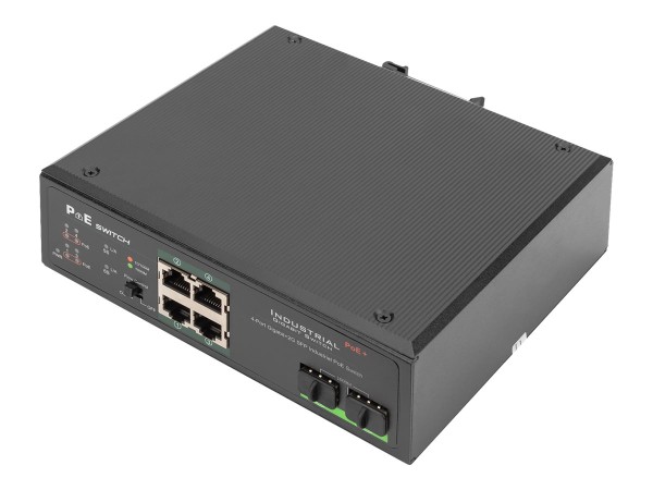 ASSMANN DIGITUS Industrieller 4-Port Gigabit PoE+ Switch mit 2x Uplink DN-651109