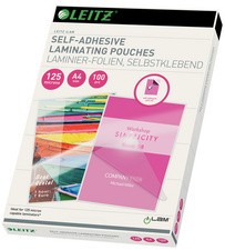 LEITZ Laminierfolientasche, DIN A4, selbstklebend, 250 mic