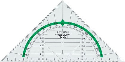 M+R Geodreieck "Green Line", Hypotenuse: 160 mm, glasklar