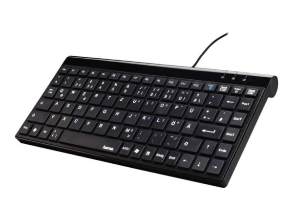 HAMA Slimline Mini-Keyboard SL720 - Tastatur - USB - Deutsch - Schwarz 00182667