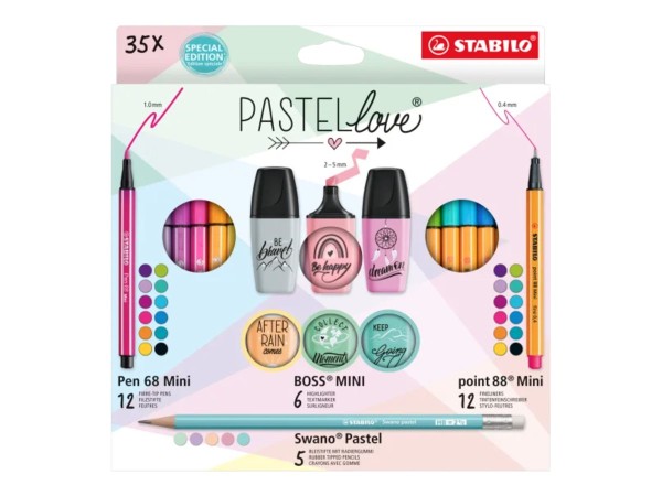 STABILO Stifte-Set Mini World Pastellove, 35er Etui