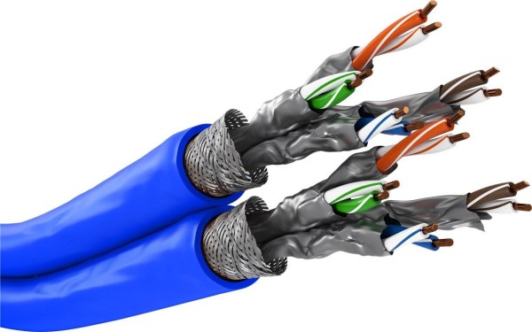 WENTRONIC WENTRONIC Duplex-Netzwerkkabel Cat.7a S/FTP (PiMF) Dca (blau, 50 Meter, doppelt geschirmt)