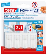 tesa Powerstrips Vario-Gardinenhaken, weiß