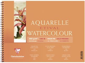 Clairefontaine Künstlerblock Aquarelle ETIVAL, 120 x 180 mm