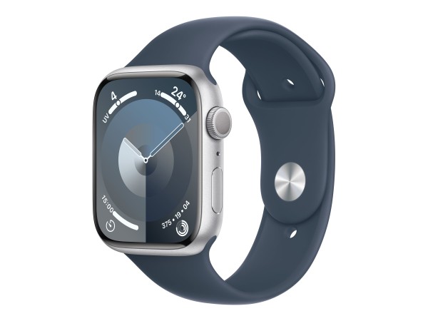 APPLE Watch Series 9 GPS 45mm Aluminium Silber Sportarmband Sturmblau - M/L MR9E3QF/A