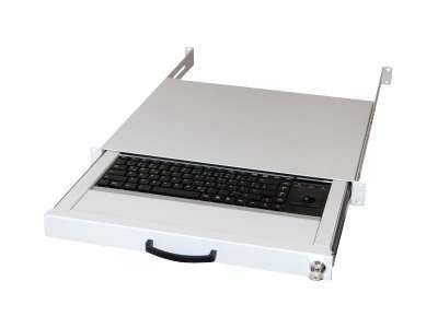 Aixcase Tastaturschublade 48.3cm 1HE DE PS2&USB Trackball grau AIX-19K1UKDETB-W