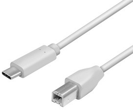 LogiLink USB 2.0 Kabel, USB-C - USB-B Stecker, 2,0 m, grau