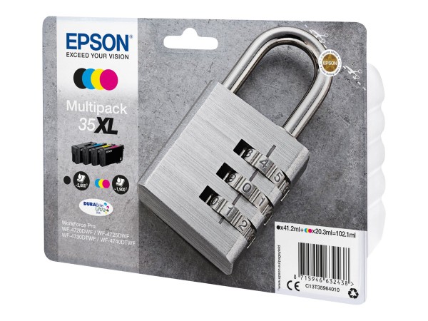 EPSON 35XL Multipack 4er Pack XL Schwarz, Gelb, Cyan, Magenta Tintenpatrone C13T35964010
