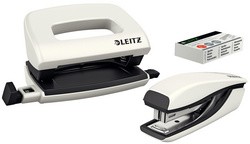 LEITZ Heftgerät- & Locher-Set Mini Nexxt WOW, blau-metallic