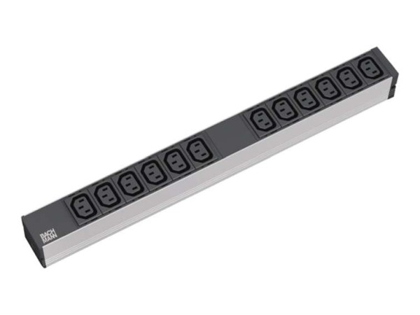 BACHMANN Steckdosenleiste 48,26cm 19Zoll 1HE 12 x C13 Buchse Schutzkontakt- 19.07.1631