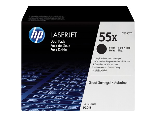 HP HP 55X 2er Pack Schwarz LaserJet Tonerpatrone (CE255XD)