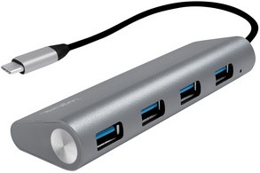 LogiLink USB 3.0 Hub mit USB-C Gen1 Anschluss, 4-Port, grau