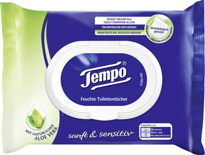Tempo Feuchte Toilettentücher sanft & sensitiv,mit Aloe Vera