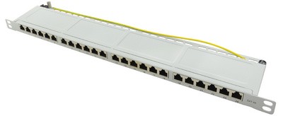 LogiLink 19" Patch Panel Kat.6A, 24 Ports, lichtgrau, 0,5 HE