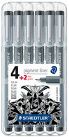 STAEDTLER Pigmentliner, schwarz, 4+2 GRATIS Etui