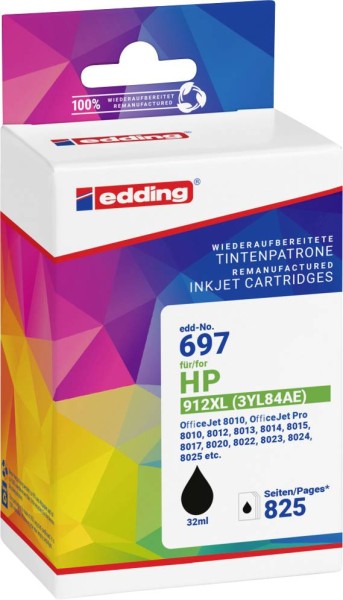 EDDING EDDING EDD-697 schwarz Druckerpatrone kompatibel zu HP 912XL 3YL84AE - Kompatibel