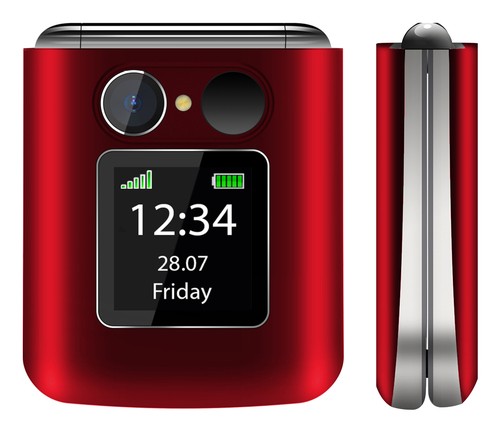 BEA-FON Fold 10 - 2G, Silver Line, Großtastenklapphandy, rot-silber 2G FOLD10_EU002R