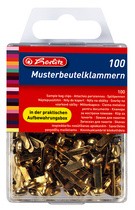 herlitz Rundkopf-Musterbeutelklammern, messingfarben, 17 mm