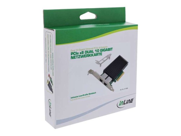 INLINE Dual 10-Gigabit Netzwerkkarte, 2x RJ45 10Gb/s, PCIe x8 51128A