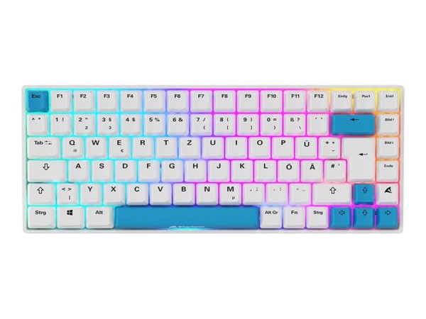 SHARKOON SKILLER SGK50 S3 PBT weiß/hellblau, DE-Layout, Gateron G Pro 3.0 Y 4044951039197