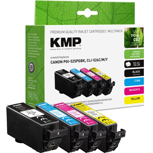 KMP KMP Multipack ersetzt Canon PGI-525/CLI-526 C/M/Y
