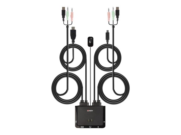 LINDY 2 Port HDMI 18G, USB Type C Cable KVM Switch 42347