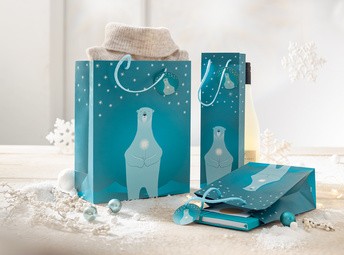 sigel Weihnachts-Geschenktüte "Polar bear with candle", groß