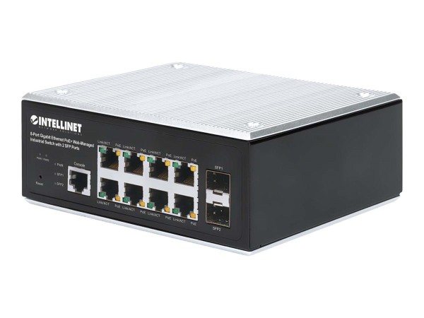 INTELLINET INTELLINET 8-Port Gb PoE+ Web-Managed Industrie-Switch 2xSFP