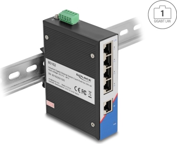 DELOCK DELOCK Industrie Gigabit Ethernet Switch 5 Port RJ45 für Hutschiene