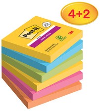 Post-it Haftnotizen Super Sticky Notes, 76 x 76 mm, 4+2