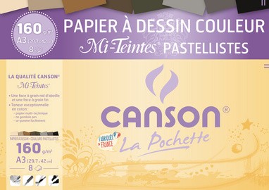 CANSON Zeichenpapier Mi-Teintes, DIN A3, Pastell Farben