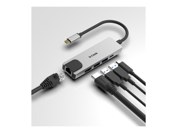 D-LINK D-LINK USB-C 5-Port USB 3.0 Hub mit HDMI und Ethernet und USB-C Ladeanschluss