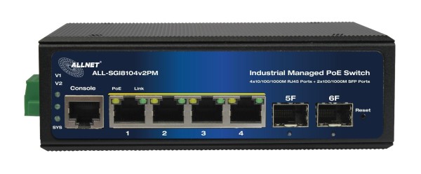 ALLNET ALLNET Switch smart managed industrial 4 Port Gigabit 120W 4x PoE+ 2x SFP Lüfterlos - Switch - Kupfe