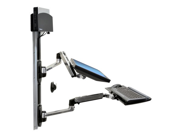 ERGOTRON LX Arm II Wandmontage LCD und KB mit CPU Halter aus poliertem Alum 45-253-026