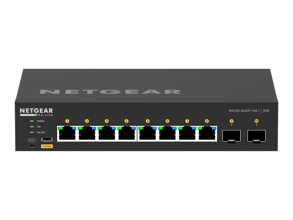 NETGEAR 10PT M4250-8G2XF-POE+ Managed Switch GSM4210PX-100EUS